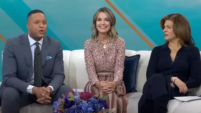 Zimmermann Luminosity Lurex Stripe Skirt worn by Savannah Guthrie as seen in Today on February 1, 2024