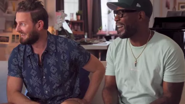Kardo Chin­tan Band­hani Geo Dot Shirt worn by Bobby Berk as seen in Queer Eye (S08E05)