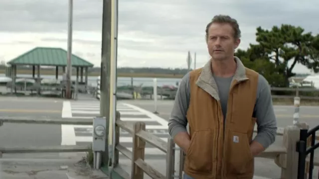Carhartt Men's Sherpa-Lined Mock Neck Vest worn by Ray Abruzzo (James Badge Dale) as seen in Hightown (S02E02)