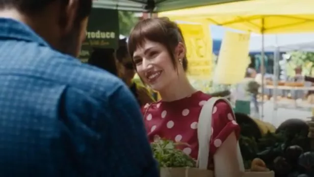 Orseund Iris Pol­ka Dot Print Top worn by Other Jane (Parker Posey) as seen in Mr. & Mrs. Smith (S01E04)