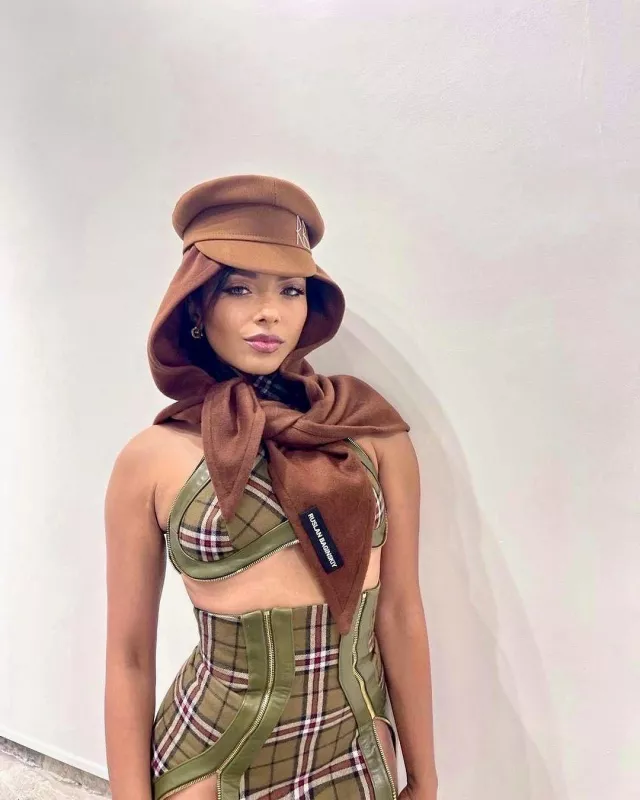 Ruslan Baginskiy Houstka Headscarf worn by Kat Graham on her  Instagram on February 1, 2024