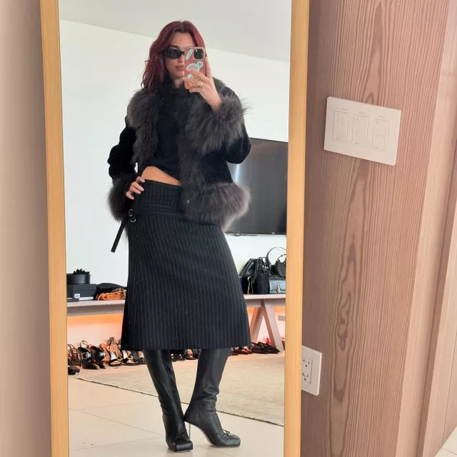 Charlotte Simone Olive Jacket worn by Dua Lipa on her Instagram on February 3, 2024