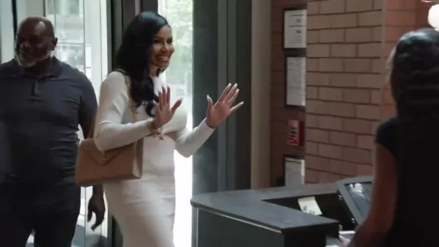 Mila Twist Front Knit Midi Dress worn by Mia Thornton as seen in The Real Housewives of Potomac (S08E12)
