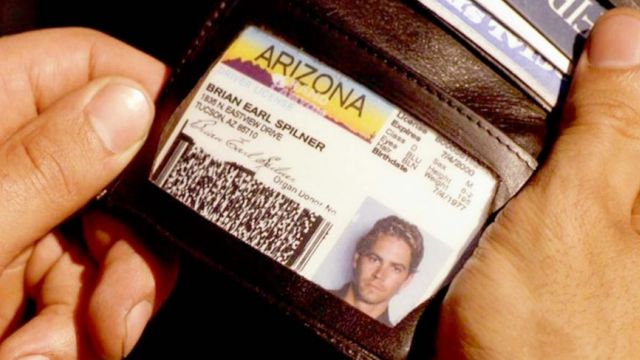 the driver's licence of Brian O'conner (Paul Walker) in Fast and Furious
