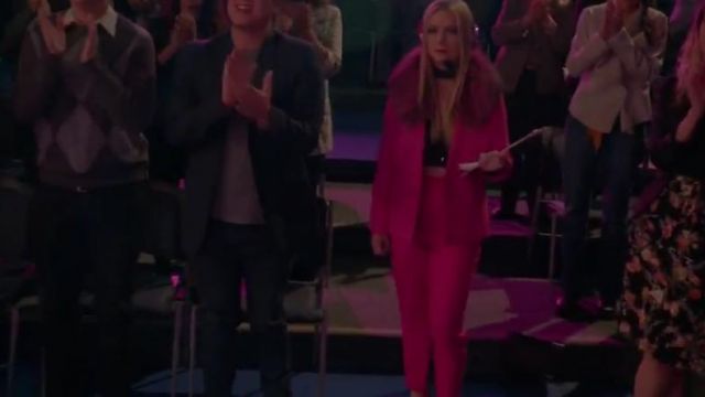 Cigarette pants pink worn by Chanel #3 (Billie Heavy) in Scream Queens. s02e10