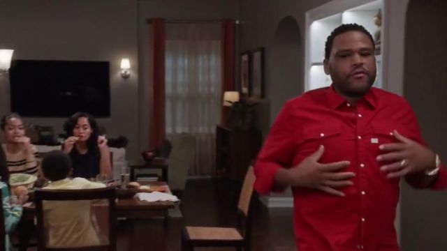 The denim shirt red Asos of Andre Johnson (Anthony Anderson) in Black-ish S03E11