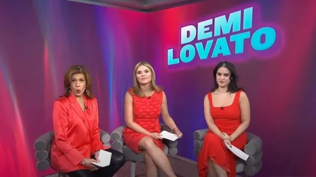 Veronica Beard Gloria Square-Neck Flared Dress worn by Donna Farizan as seen in Today with Hoda & Jenna on February 2, 2024