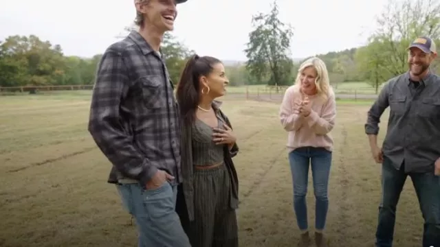 GB Coordinating Woven Pinstripe Tank Top worn by Chris as seen in Fixer to Fabulous (S05E12)