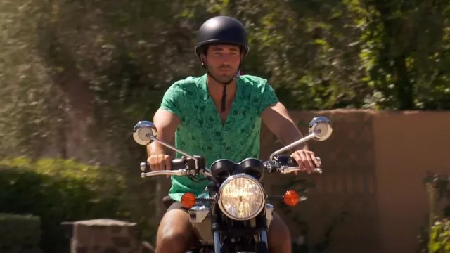 The Kooples Casual Printed Shirt In Green worn by Joey Graziadei as seen in The Bachelor (S28E03)