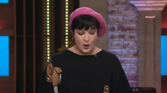 Dressed in Lala Literally Limitless Long Sleeve Oversize Sweater Dress worn by Diablo Cody as seen in The Kelly Clarkson Show on February 6, 2024