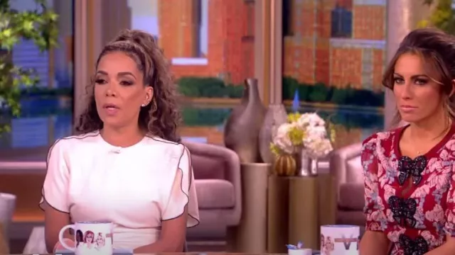 Victoria Beckham Gathered Waist Midi Dress with Split Sleeves worn by Sunny Hostin as seen in The View on February 6, 2024