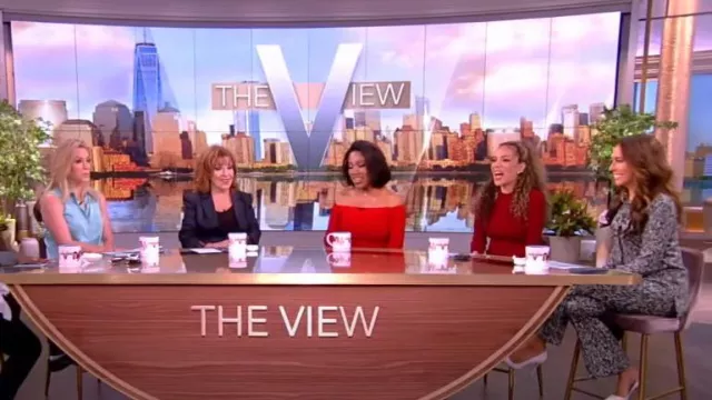 Rosetta Getty Printed Crop Flare Pants worn by Alyssa Farah as seen in The  View on February 7, 2024