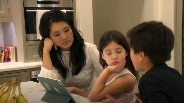 Veronica Beard Mayana Embroidered Blouse worn by Crystal Kung Minkoff as seen in The Real Housewives of Beverly Hills (S13E15)