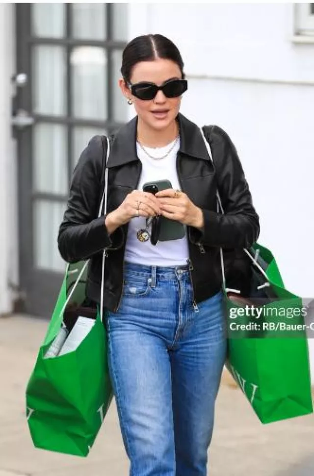 Apple Silicone Case with Magsafe in Cypress used by Lucy Hale in Los Angeles on February 9, 2024