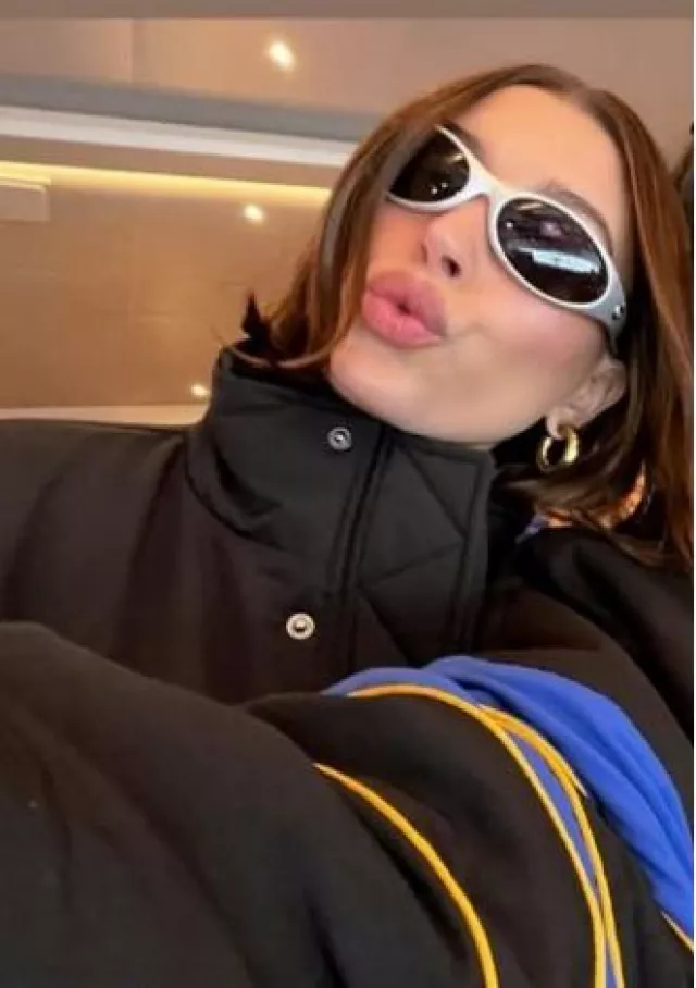 Coperni Cycling Sunglasses worn by Hailey Bieber on her Instagram Story on February 3, 2024