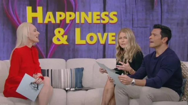 Robe trapèze Calvin Klein à col papillon portée par Karyn Gordon comme on le voit dans LIVE with Kelly and Mark le 7 février 2024