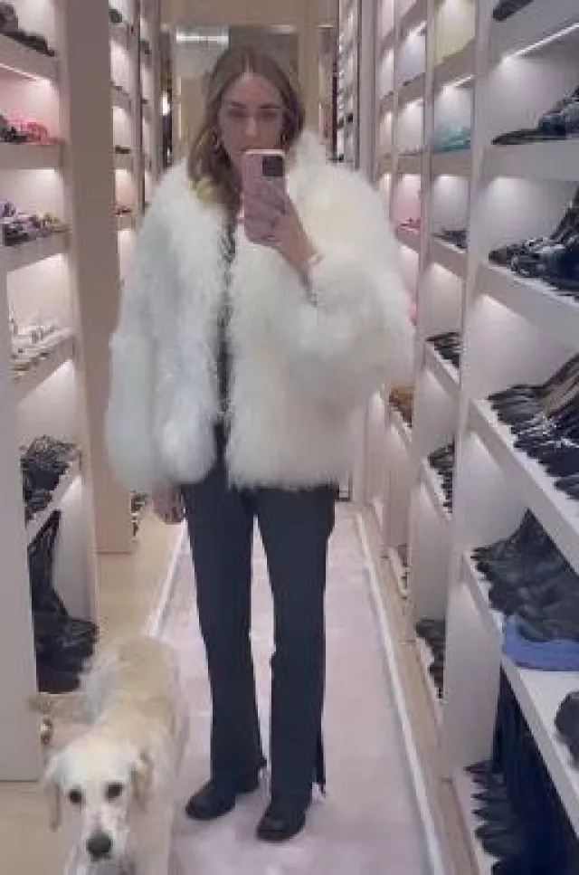 The Attico Short Fur Coat worn by Chiara Ferragni on her Instagram Story on February 8, 2024