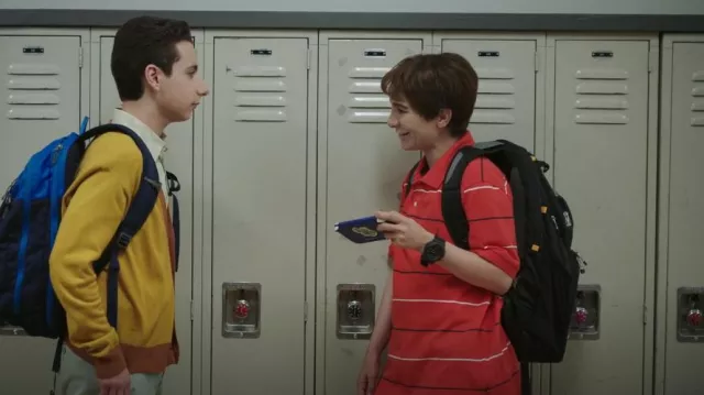 Nautica Polo Shirt Red Striped Short Sleeve Mens L worn by Chad (Nasim Pedrad) as seen in Chad (S02E04)