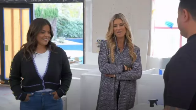 Zara Black Knit Cardigan with Embroidery worn by Kristin Rosowski as seen in Christina on the Coast (S04E05)