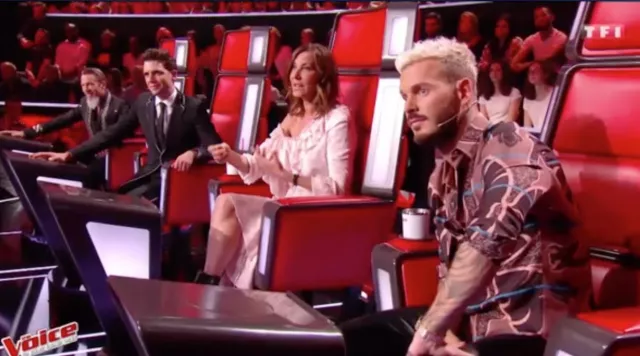 The Louis Vuitton patterned shirt worn by Matt Pokora on The Voice on May 20, 2017
