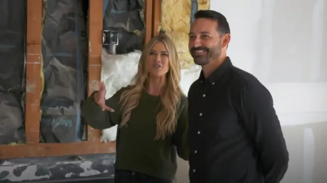 Pistola Frances Sweater in Blackened Olive worn by Christina El Moussa as seen in Christina on the Coast (S04E12)