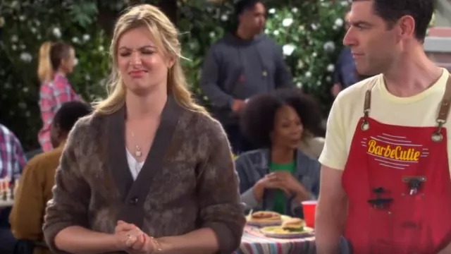 Vince Abstract Floral Cardigan worn by Gemma Johnson (Beth Behrs) as seen in The Neighborhood (S06E01)