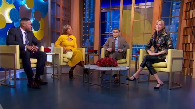 Vestido de Amur Vivian usado por Robin Roberts como se ve en Good Morning America el 13 de febrero de 2024