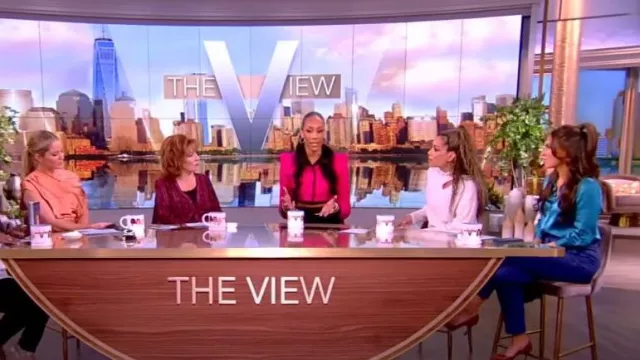 L'Agence Dani Silk Charmeuse Blouse worn by Alyssa Farah as seen in The View on February 9, 2024
