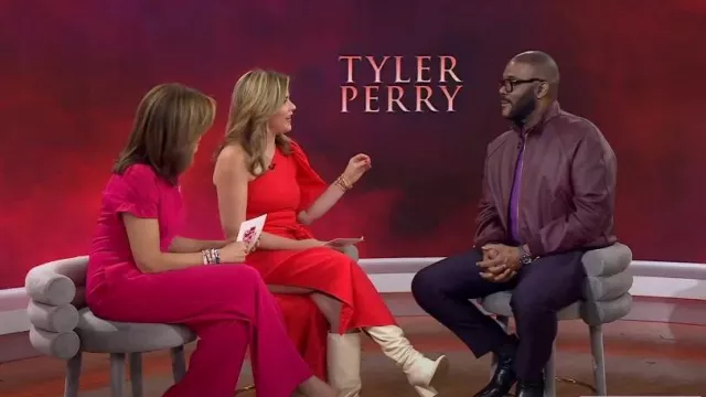 Louis Vuitton Epi Leather Harrington Jacket worn by Tyler Perry as seen in Today with Hoda & Jenna on February 14, 2024