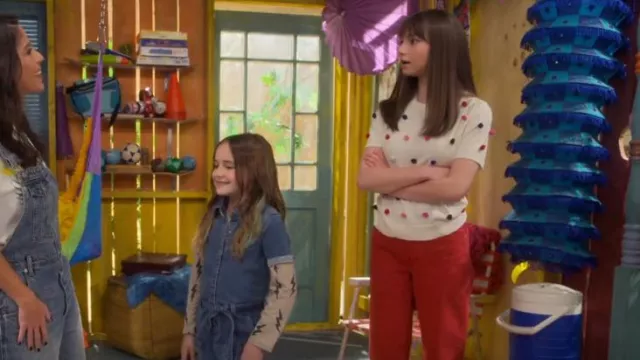 Kate Spade Pom Pom Embellished Cashmere Sweater worn by Hannah (Lauren Lindsey Donzis) as seen in Punky Brewster (S01E07)