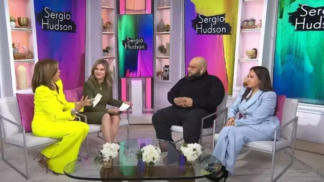 Sergio Hudson Neon Wool-Crepe Flared Pants worn by Hoda Kotb as seen in Today on February 16, 2024