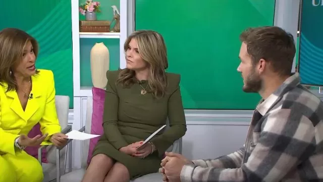 Sergio Hudson Pleated Sheath Wool Dress worn by Jenna Bush Hager as seen in Today with Hoda & Jenna on February 16, 2024