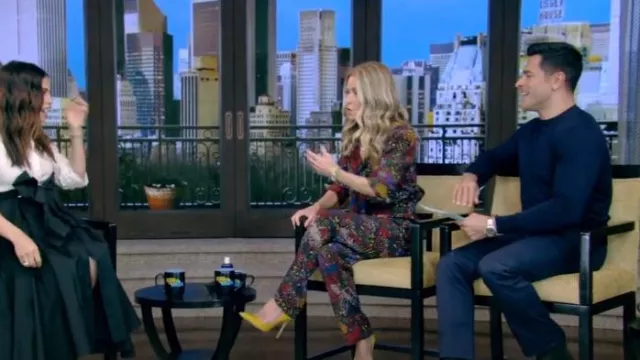 Zadig And Voltaire Captain Print Jumpsuit worn by Kelly Ripa as seen in LIVE with Kelly and Mark on February 19, 2024