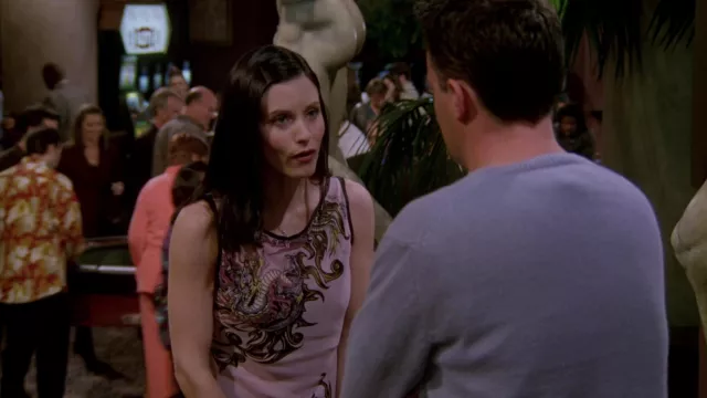 Betsey Johnson Dragon Dress worn by Monica Geller (Courteney Cox) as seen in Friends (Season 5 Episode 24)