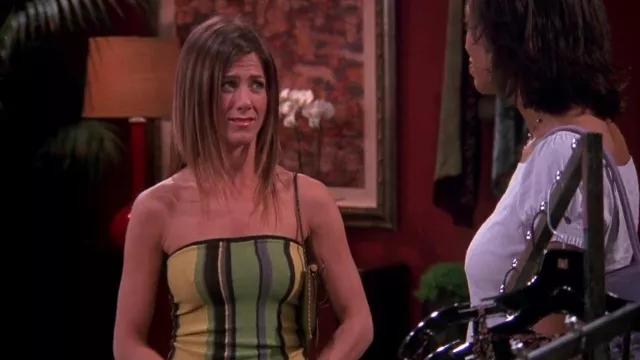 Striped Color Cami Top in Green worn by Rachel Green (Jennifer Aniston) in Friends (S09E22)