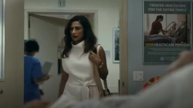 Vince Shell Top worn by Hilary Starr (Sarayu Rao) as seen in Expats (S01E06)