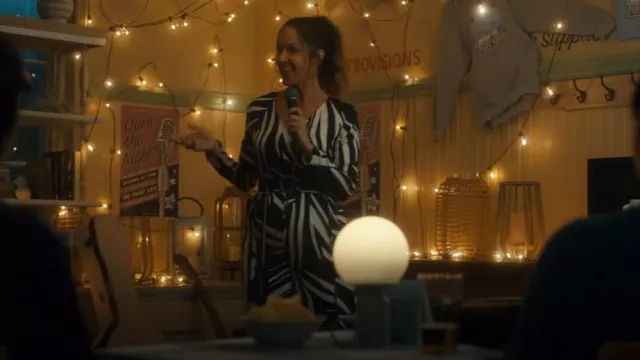 Mango Print­ed Wrap Jump­suit worn by Monica Hill (Samora Smallwood) as seen in The Way Home (S02E04)