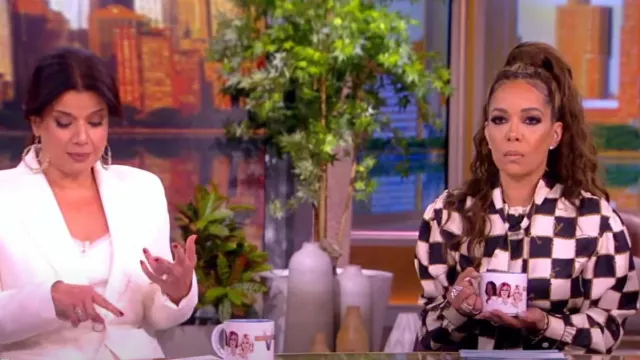 Gucci Checker­board Silk Shirt worn by Sunny Hostin as seen in The View on  February 26, 2024