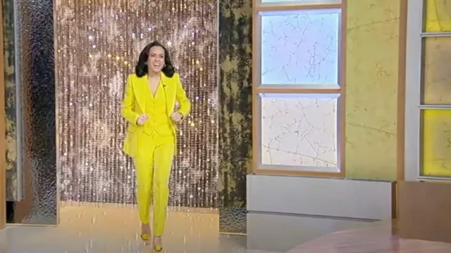 Floral-appliqué Patent Leather Sandals worn by Linsey Davis as seen in Tamron Hall Show on February 27, 2024
