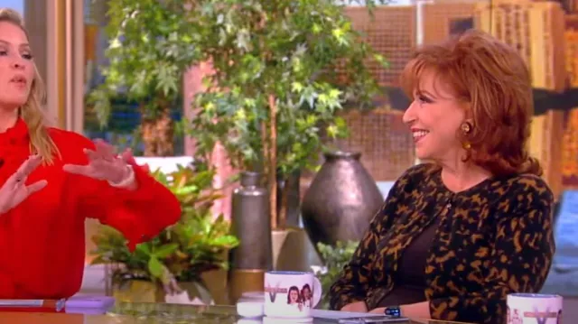 Theory Tortoise-Print Merino Wool Caridgan worn by Joy Behar as seen in The View on February 27, 2024