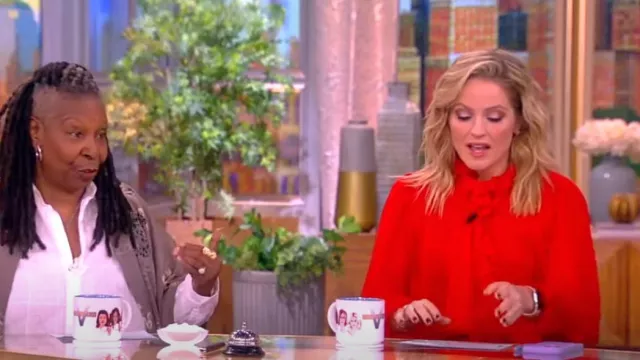 Frame Ruffle Silk Shirt worn by Sara Haines as seen in The View on February 27, 2024
