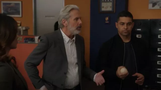 Allsaints Ronan Leather Bomber Jacket In Black worn by Nick Torres (Wilmer Valderrama) as seen in NCIS (S21E03)