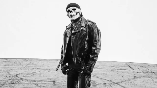 The leather Perfecto jacket worn by Vladimir Cauchemar in his Extendo video with SCH and Unknwnt9