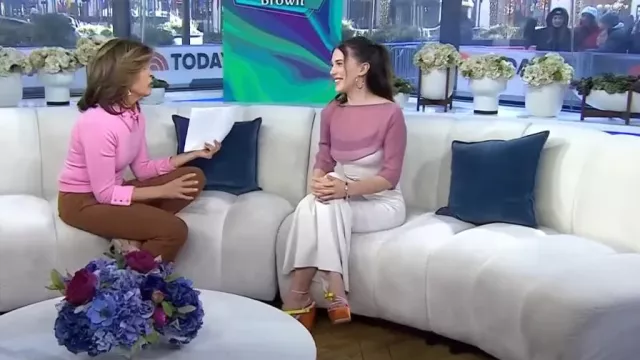 Roger Vivier Satin Strappy Colorblock Platform Sandals worn by Millie Bobby Brown as seen in Today on March 1, 2024