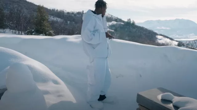 Balenciaga White 3B Sports Icon Cargo Ski Pants worn by YoungBoy Never Broke Again in Boat [Official Music video]