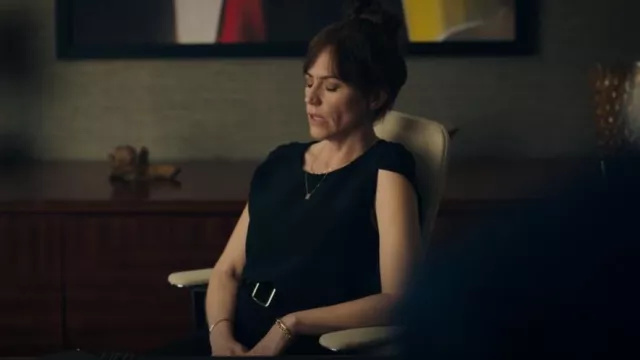 The Row Ada Cape-Ef­fect Stretch-Crepe Top worn by Wendy Rhoades (Maggie Siff) as seen in Billions (S06E01)