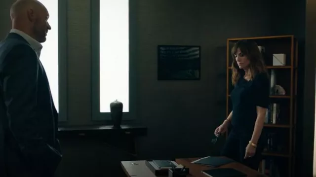 Safiyaa Alexa Stretch-Crepe Flared Pants worn by Wendy Rhoades (Maggie Siff) as seen in Billions (S06E04)