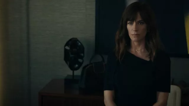 Roland Mouret Lynn Top worn by Wendy Rhoades (Maggie Siff) as seen in Billions (S06E04)