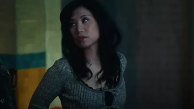 Ganni Sparkle Rib Crop Sweater worn by Melody 'Mel' Bayani (Liza Lapira) as seen in The Equalizer (S04E03)