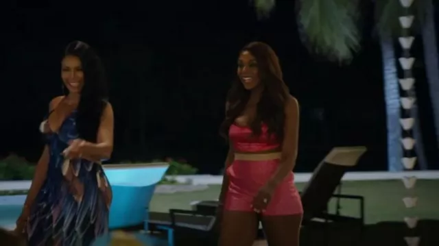 Gucci Embroidered GG Silk Shorts worn by Nneka Ihim as seen in The Real Housewives of Potomac (S08E15)